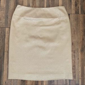 Douglas Anderson Silk Blend Metallic Shimmer Pencil Skirt Gold Sz 8